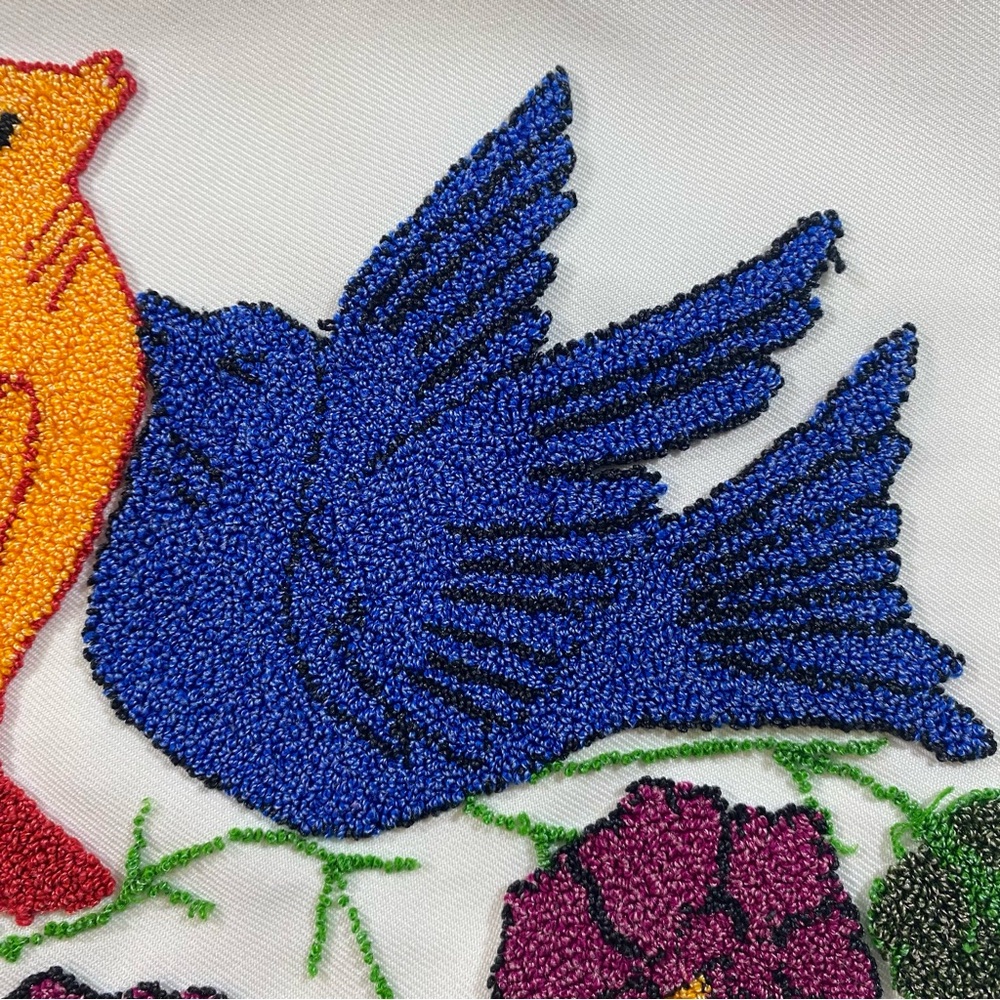 Embroidered Pillow Case Floral Birds Morning glory pillowcases purple p… - Picture 3 of 11